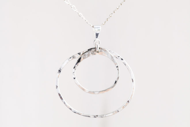 Silver Hammered Disc Chain Wrap Necklace | Van Peterson London
