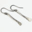 Simple Chic dainty bar earrings - iron 6th anniversary gift, Hammered Iron dangle earrings with patinaed sterling silver ear wires to match the polished iron earrings - a perfect 6th anniversary gift for wife
