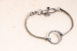 6th anniversary gift for her - Tiny Zen Circle iron Bracelet