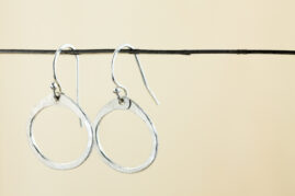 Simple Silver Circle Earrings Hammered Silver Circle 