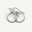 Simple Zen Circle small drop hoop earrings - steel 11th anniversary gift for her. Handmade small drop hoop earrings with hammered steel chunky hoops creating a lovely faceted surface that reflects the light. Sterling silver ear wires match the steels bright tones. A perfect 11th anniversary gift for her.
