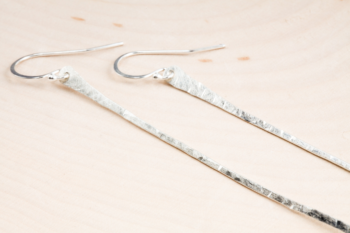 brushed sterling silver earrings Simple sterling drop earrings wire dangle earrings modern drop earrings