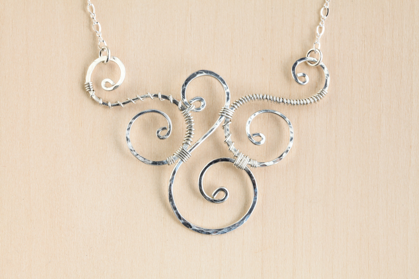 Spiral Link Necklace Silver Aluminum Wire Wire Jewelry
