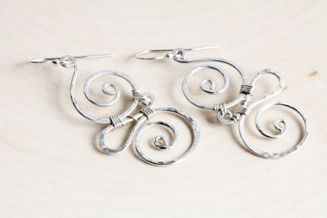 Whimsy - Rustic Handcrafted Spiral Earrings - Hammered Silver ...