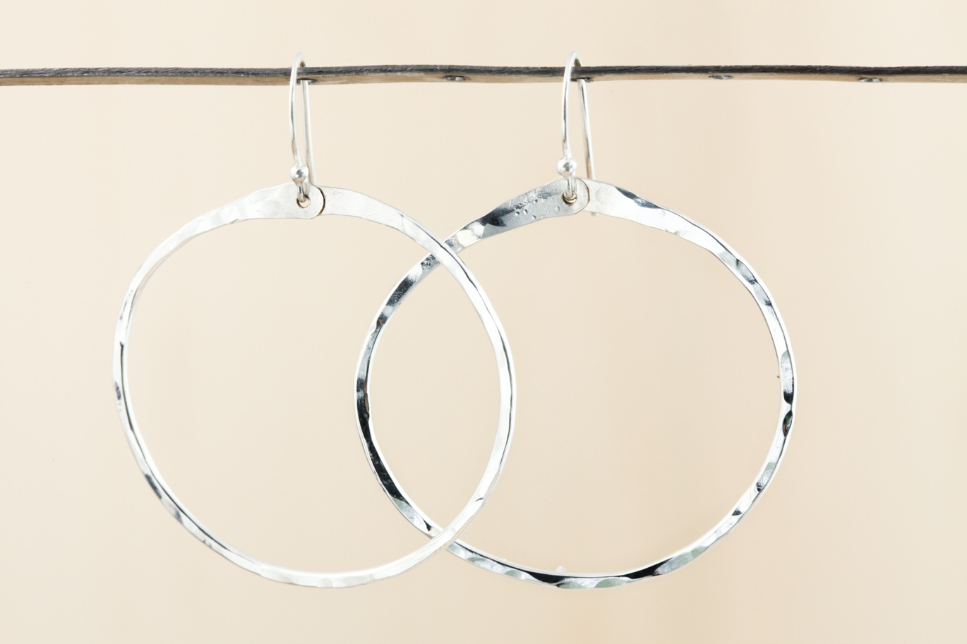 Handmade Hammered Silver Hoop Earrings | Mostly Sweet Jewelry