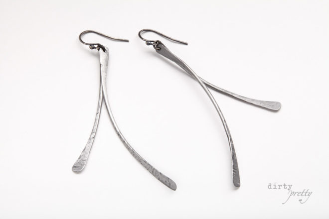 11th anniversary gift-Leaf Earrings Steel-dirtypertty artwear