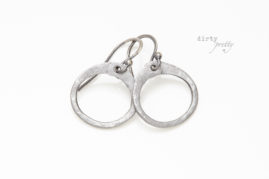 Steel wedding anniversary gifts - Tiny Zen Circle Earrings - 11th Wedding Anniversary Gifts by dirtypretty artwear