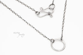 11th Anniversary Ideas - 11 year anniversary gift - Tiny Zen Circle Steel Necklace - dirtypretty artwear