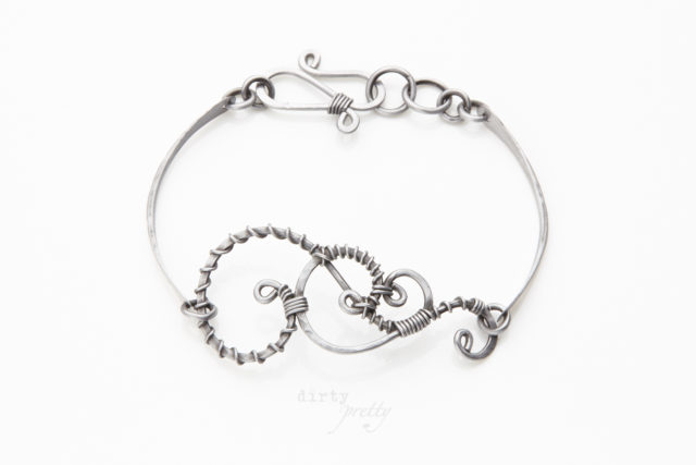 Romantic anniversary ideas for your 6th anniversary - Twisted Teardrop Iron Bracelet by dirtypretty artwearjpg