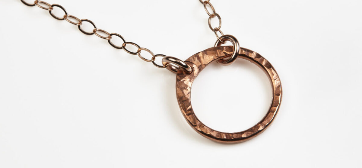Tiny Zen circle necklace hammered copper BG1240