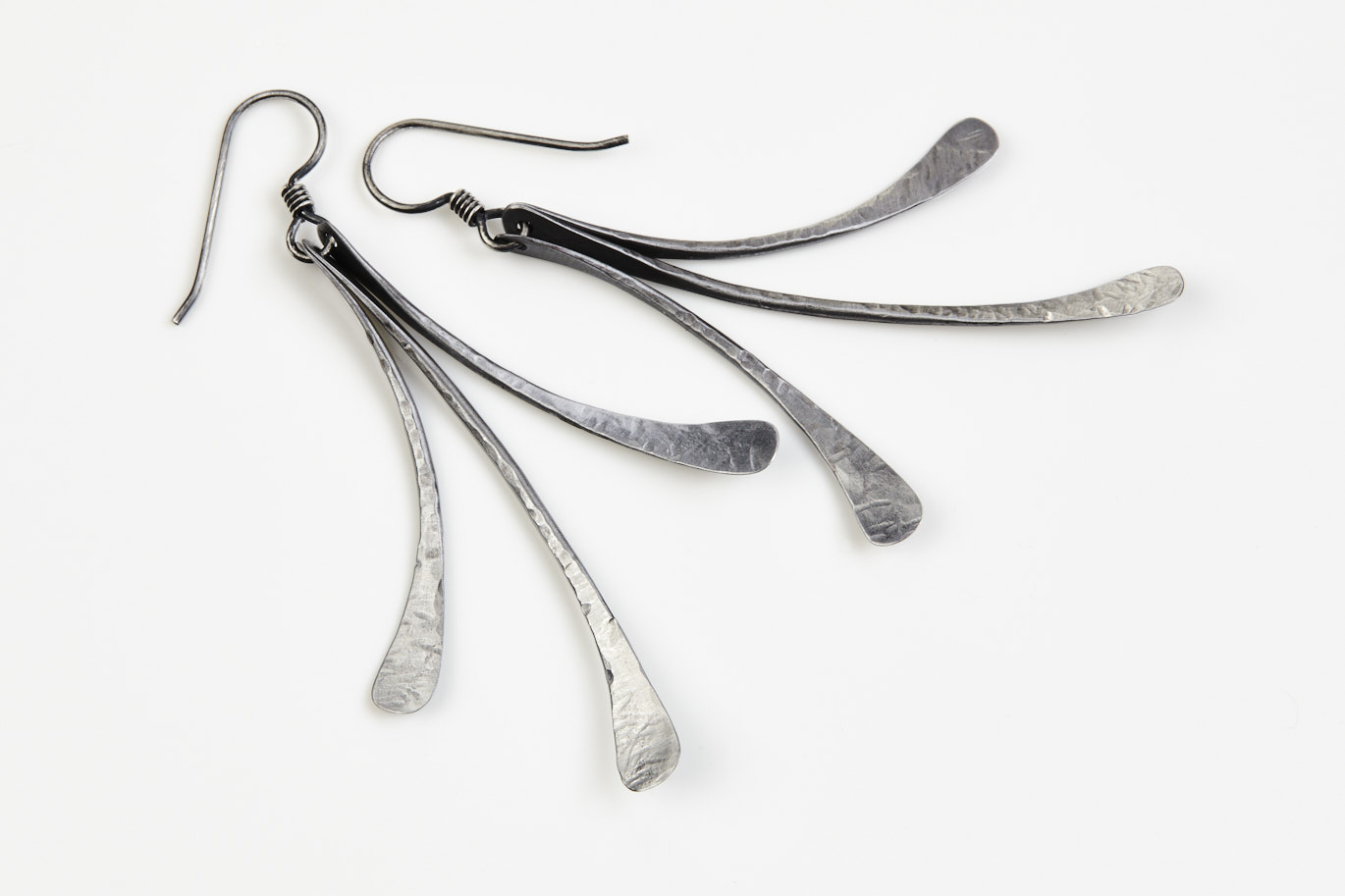 mini flash earrings hammered steel hand forged, handmade in the USA