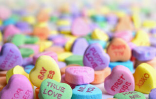 How to celebrate your 7th anniversary - a picture of candy hearts